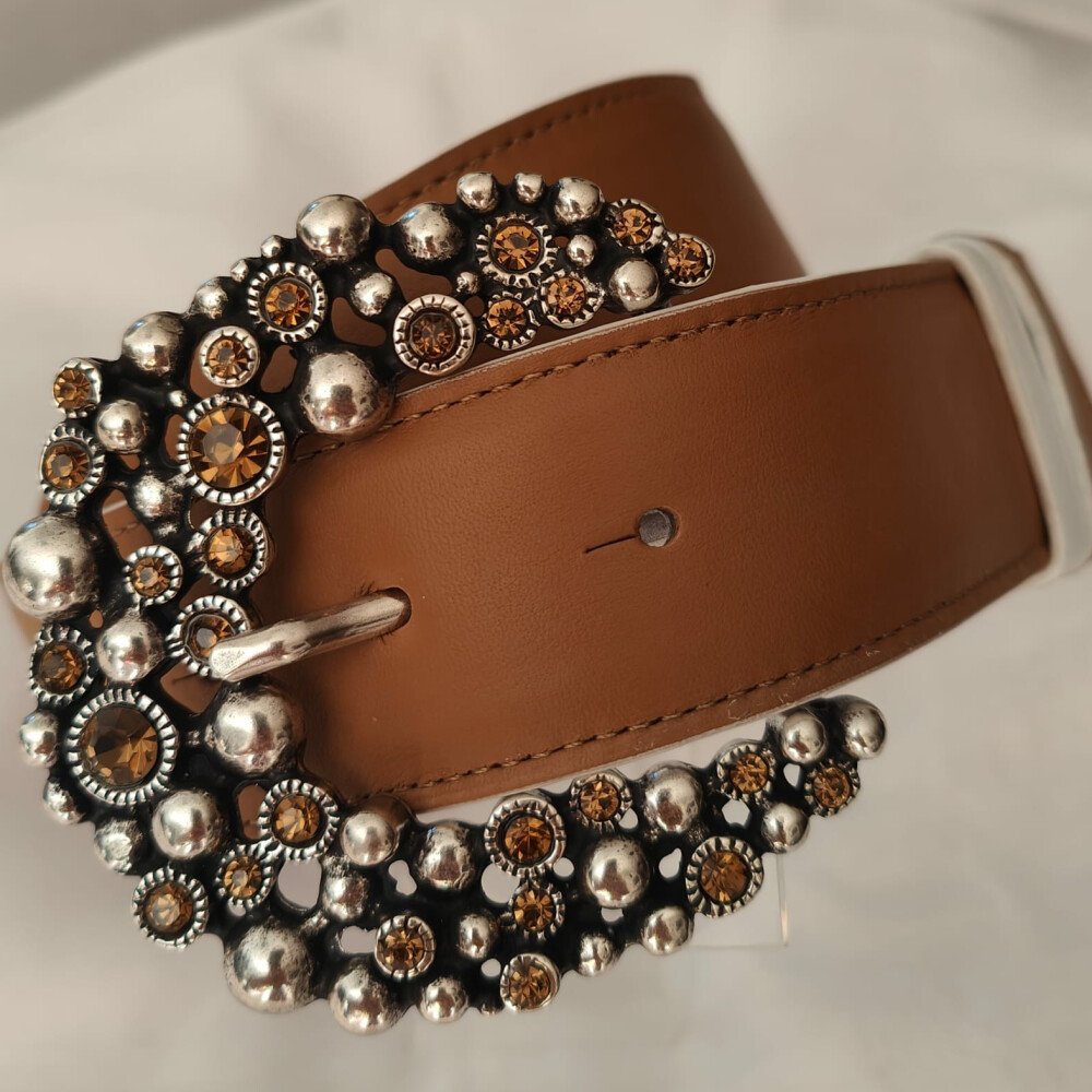 Ceinture reversible femme Camel / Blanc